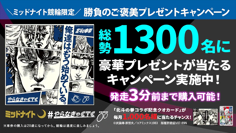 ＼ミッドナイト競輪限定／勝負のご褒美プレゼントキャンペーン